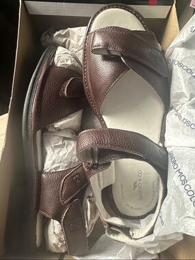 Sandro Moscoloni Men’s Dark Brown Leather Hook-and-Loop Sandals